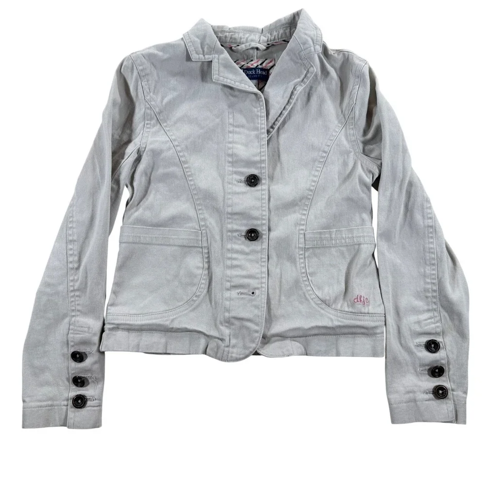 Duck Head Jeans Co Kids Tan Cotton‎ Twill 3-Button Blazer Jacket Size S 7